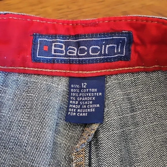 Baccini Blue Denim Mini Skirt Skort Sz 12 Rich Classic Bohemian Old Money Preppy - Picture 5 of 8